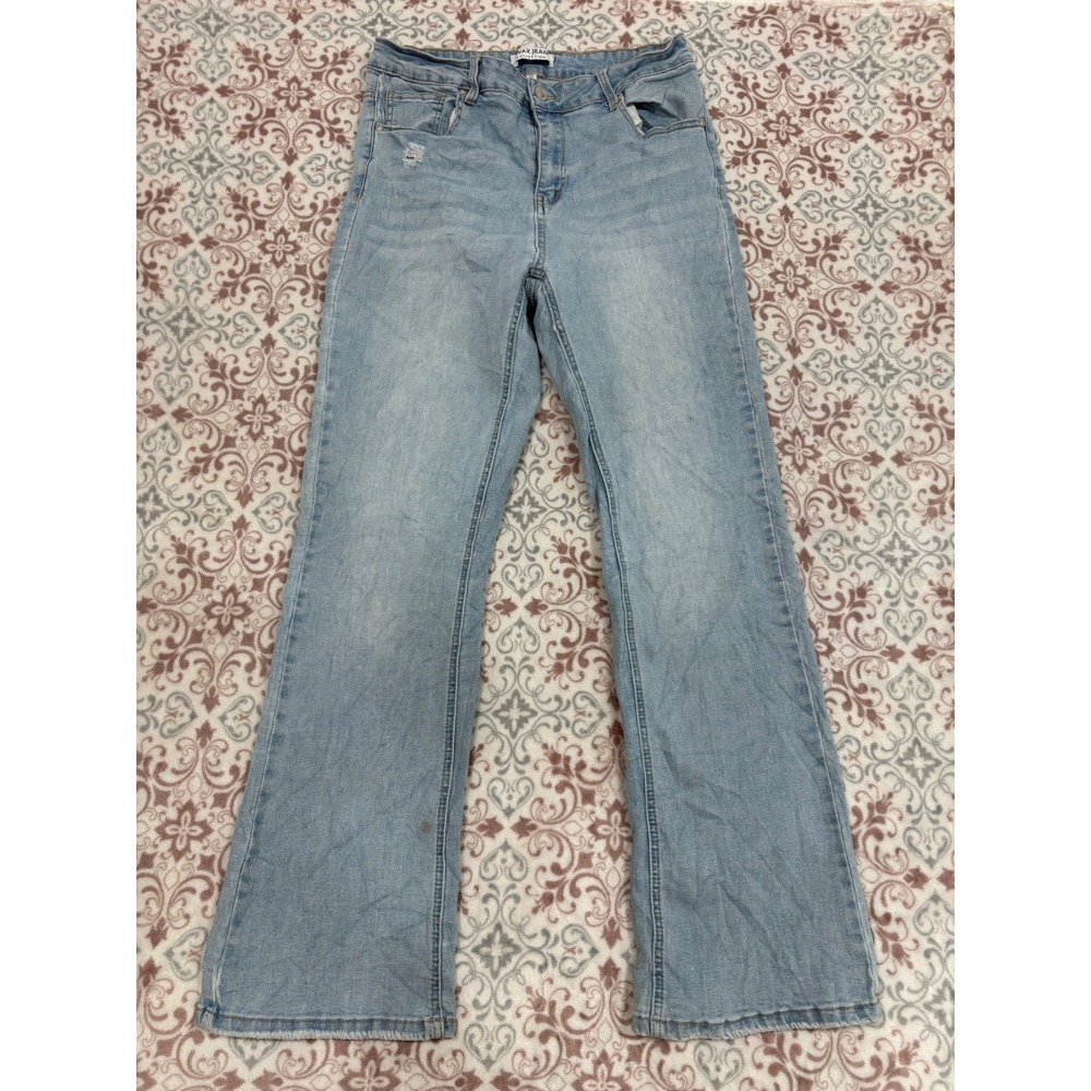 Wax Jean Collection Light Wash Flare Leg Distressed Denim Jeans Size 16